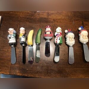 Lot of 8 butter spreaders Santa snowman pigs Radko